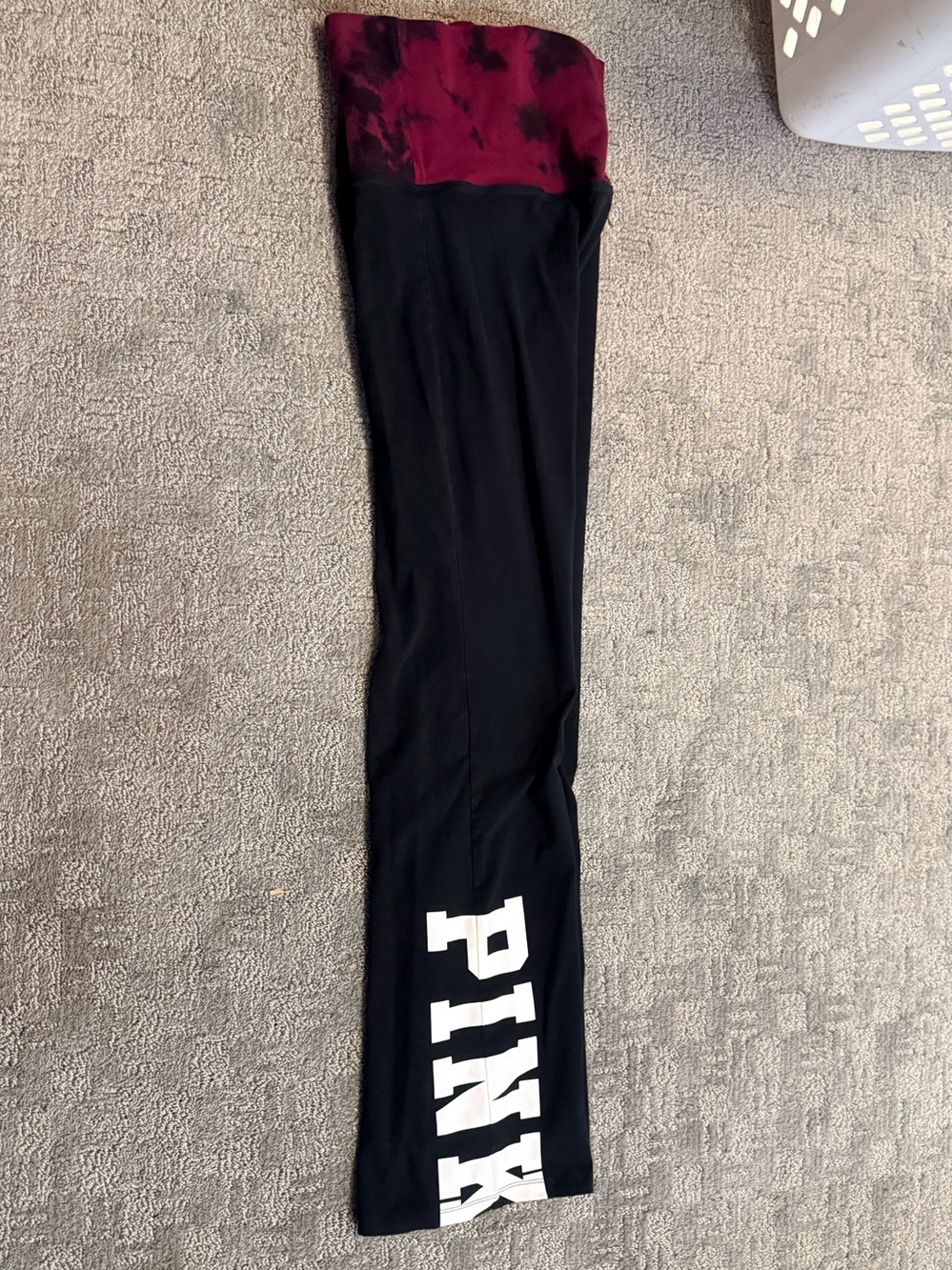 PINK Victoria's Secret Black and Burgundy Tie-Dye Yoga Top